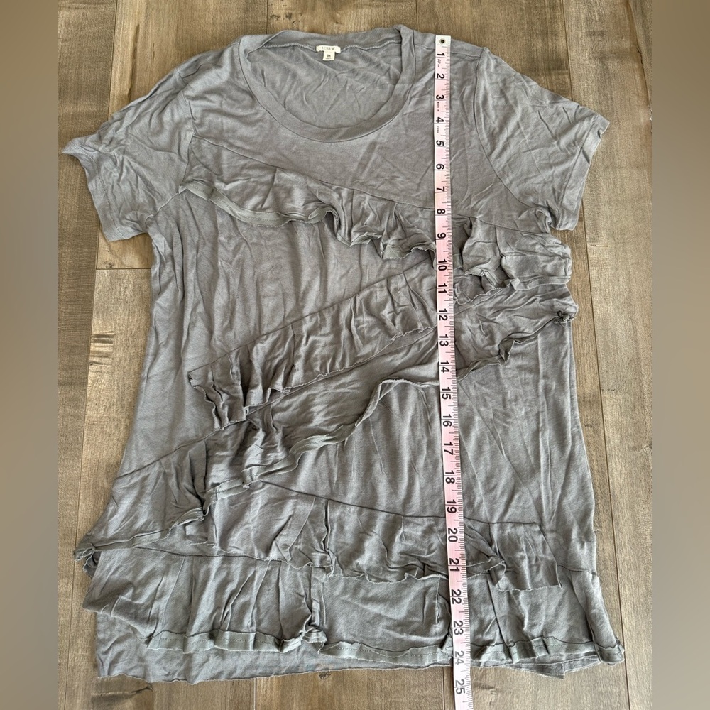 Lot of 2 J Crew Shirts Women Medium Cascading Ruffles Gray Short Sleeve Tank Top - Picture 10 of 12